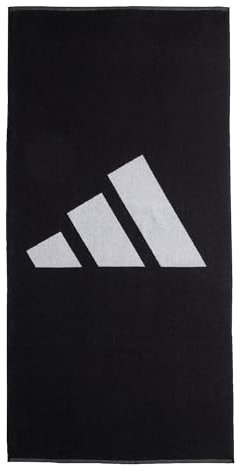 adidas Unisex Brand Stripes Towel, Black/White, L