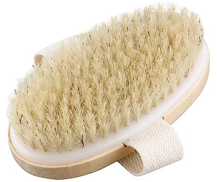 minkissy Natural Bristle Wooden Bath Brush Exfoliating Body Brush for Bath Shower Ingrown Hair Treatment Medium Stiffness Without Handle