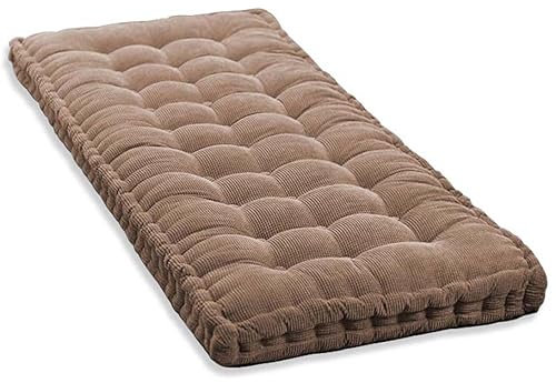 GGoty 10cm Dickes Bankkissen 2/3 Sitzer,100cm/120cm Baumwolle Bankkissen Sofa Boden Sitzkissen Matratze für Haus Garten Terrasse Schaukel (80x40cm,Braun)