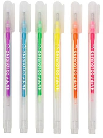 moses. Juego de 6 bolígrafos de gel de neón Smile, 6 bolígrafos de gel en colores neón para pintar, manualidades, decorar y escribir, para invitaciones, cartas, cuadernos, entradas de calendario,