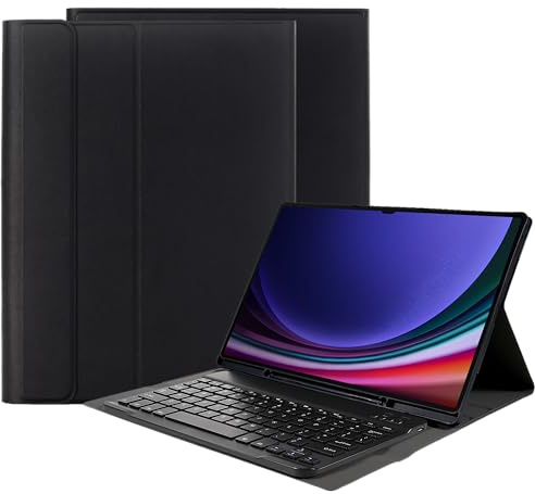 Cazy AZERTY Custodia per tablet con tastiera adatta per Samsung Galaxy Tab S10 Ultra/Tab S9 Ultra 14.6 pollici – Custodia per tastiera Bluetooth – Nero
