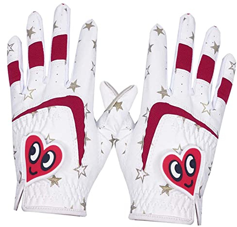 Gants de Golf pour Enfants, 2 Pièces, Cuir de Qualité Supérieure, Antidérapants, Main Gauche et Main Droite pour Junior, M