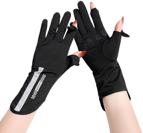 OTKARXUS 1 paio di guanti da donna con protezione solare UV, sottili e traspiranti, in seta di ghiaccio, protezione solare, guanti per guida estiva per equitazione, pesca, golf, attività all'aperto