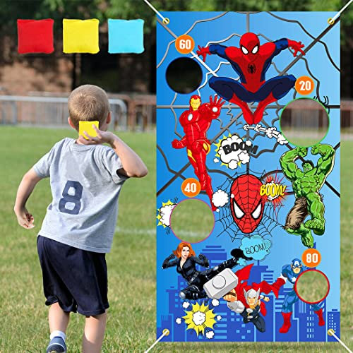 Wurfspiel Kinder, Helden Werfen Spiel Banner mit 3 Bohnentaschen, Spielzeug Kinder für Geburtstag Party, Karneval, Spiele für Drinnen, Draußen, im Garten