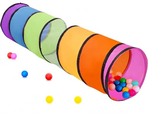 LATERN 180 cm lektunnel för barn, 46 cm rund öppning babytält, färgglad pop-up krypa hopfällbart tält present till pojke flicka husdjur inomhus utomhus bakgårdsspel