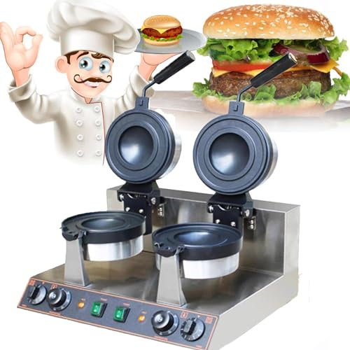 YANGYMM ÉLectrique Burger Gaufrier Commerciale 1300 W, TêTe Unique/Double TêTe Gaufrier, Presse à Panini éLectrique AntiadhéSive, Temps et TempéRature, pour Boulangeries, Restaurants,B