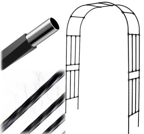 Yidelchon Arche De Jardin Treillis Arqué pour Plantes Grimpantes Fleurs Herbes Légumes Fruits, Arceau À Rosiers pour Décoration De Fête De Mariage, Tonnelle Colonne De Jardin(Black,150X240cm(WXH))