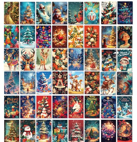 HenfuME Lot De 50 Carte Noel, Christmas Cards, Carte Joyeux Noel, Carte Cadeau Noel Cartes Postales Carte De Voeux Noel Joyeux NoëL Cartes Postales Pour Parents Amis CollèGues Voisins Professeur