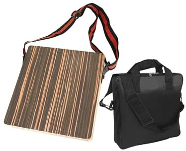 Amagogo Tragbare Cajon-Trommel, Reise-Holztrommel, Reise-Cajon-Trommel, Holz, Schlaginstrument, Handtrommel mit verstellbarem Gurt, mit Tasche