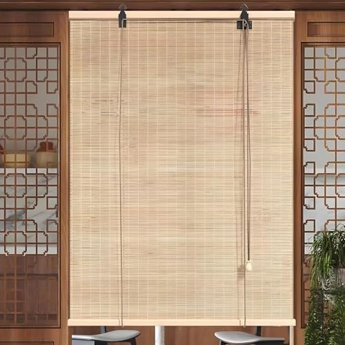 Eiauiuo Bambusrollos Bamboo Blinds Bambusvorhang Natürlich Bambus Jalousien Fensterrollo Raffrollo Verdunkelungsrollo UV-Schutz Sonnenschutz Sichtschutz Seitenzugrollo mit Lifter Lichtfilternde Rollos