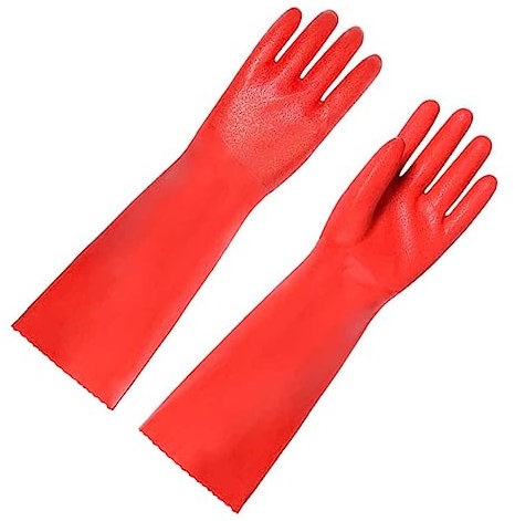 OHPHCALL Non-slip Washing Gloves 1 Pair Thicken Household Gloves for Dishwashing Kitchen Cleaning Housework (35cm)