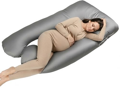 MKS Druckentlastung Schwangerschaftskissen | Seitenschläferkissen XXL – Ergonomisches Stillkissen für erholsamen Schlaf, Ganzkörperkissen, Microplüsch Kuschelstoff Dunkelgrau