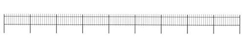 LAPOOH Clôture de Jardin avec Dessus en Lance Acier 15,3 x 0,8 m Noir,Barriere Jardin Exterieur,Barriere Jardin,Portillon Grillage