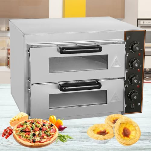 XSDAJSD Forno Multiuso Commerciale a Due Piani, Forno Elettrico per Pizza da banco da 16 Pollici, Forno per Pizza da Interno per Uso Ristorante, 110 V