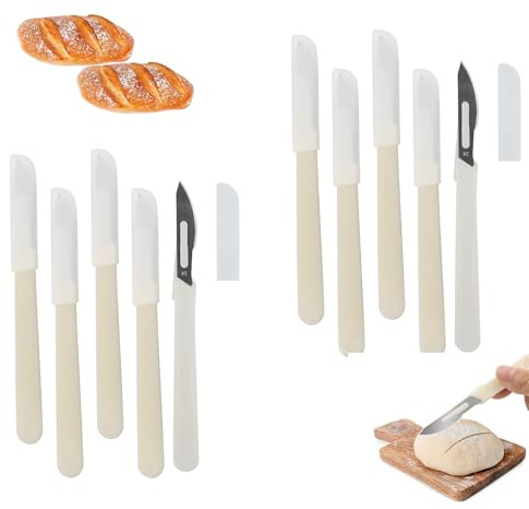 Wjelet 10 Stück Bäckermesser, Teigmesser, Brotmesser Baguettemesser Mit Schutzabdeckung, Scharfes Brot Einschneidemesser für Präzises Einschneiden, DIY Brotbacken und Baguette Muster