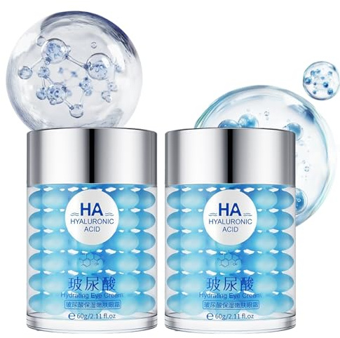 Hyaluronsäure Anti-Falten Augencreme, Augenserum gegen falten und augenringe, Eye cream anti dark circle, Augensackentferner und Straffende Creme, Reduziert Tränensäcke und Augenringe, 2 Stück 60g