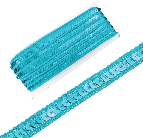 sourcing map Paillettenband, 1,3 cm x 9,1 m, flaches Glitzerband für Bastelarbeiten, Verzierungen, Kostüme, Hüte, Kleider, Schuhe, Stirnband, Nähen, Blau