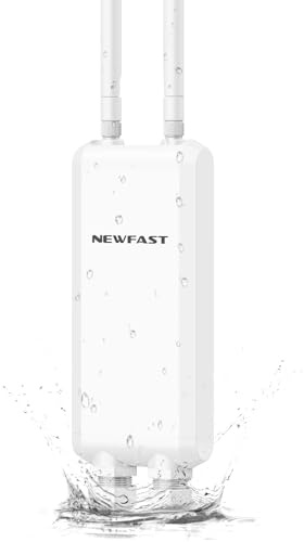 NEWFAST NF-A882 Outdoor Point d'accès WiFi Extérieur AC1200, IP66 Répéteur WiFi Exterieur Longue Portée, Port Gigabit LAN/WAN, Double Bande Borne WiFi Exterieur, Idéal pour Jardin