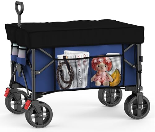 Bollerwagen faltbar Dach Bremse 10kg leicht 100kg blau 130l