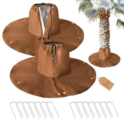 PATWING Wurzelschutz Winter, Palmen Winterschutz, Winterschutz für Palmen & Bäume bis Ø34 cm, doppelte Isolierung, inkl. 7 U-Haken zur Befestigung (100x35cm, 2PCS)