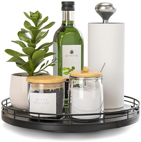 CAPHAUS Lazy Susan Turntable Organizer for Cabinets, Round Wooden Turntable Rack,Rotating Spice Rack for Dressers, Pantries, Kitchen, Cabinets, Home Decor Organization and Storage