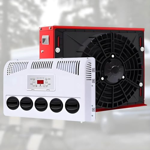 Aire Acondicionado Split para Caravana De 12 V/24 V, Apto para Vehículos De Camping, Camiones, Vehículos Recreativos, Remolques, Excavadoras, Furgonetas y Otros,12V-Red