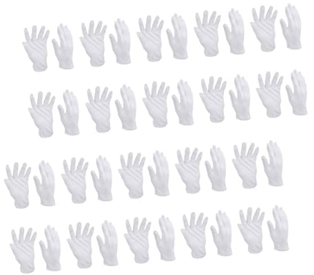 DECOMELODY Elastic White Cotton Gloves for Women 16 Pairs Washable Jewelry Cotton Mitts for Dry Hands and Eczema Care