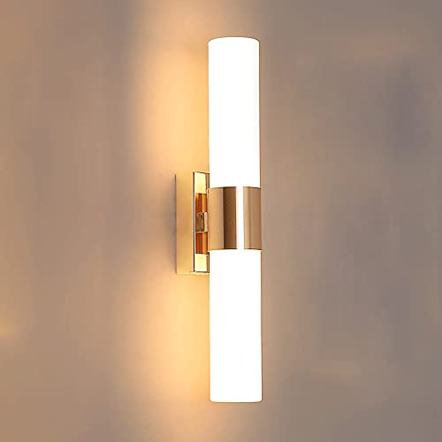 da da Parete Flute in Metallo Dorato con Paralume in Vetro - Applique LED Moderna, Profilo Sottile, Versatile per l'illuminazione di corridoi e comodini