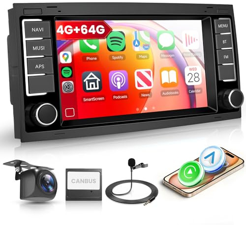 8 Core 4G+64G Wireless Carplay Android Autoradio für VW Touareg 2004-2011 VW Transporter T5 Multivan 2004-2009 7 Zoll Autoradio mit Android Auto Navi GPS WiFi Bluetooth FM/RDS/DSP/SWC Rückfahrkamera