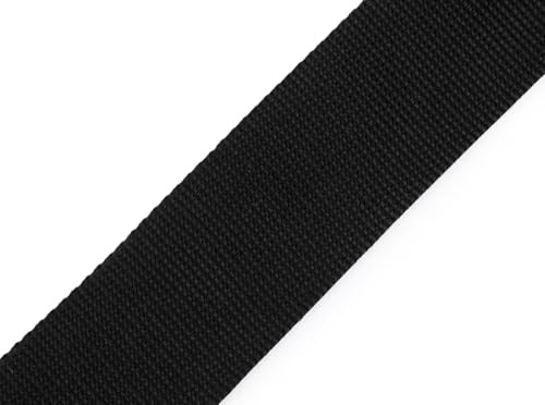 cyclingcolors Cinta de Correa Polipropileno, Ancho 50 mm, Largo 5 Metros, Cuerda para Mochilas, Muebles, sillas, toboganes, mercería, Ropa, Negro