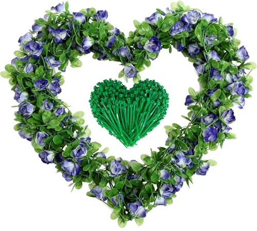 ZenyTra 3er Set Künstliche Blaue Rosenranken, 230cm Garland mit 42 Blüten & 20 Bindfäden pro Ranke, 4cm Blütendurchmesser，für Hochzeit, Garten, Balkon, Wanddeko, Tischdekoration
