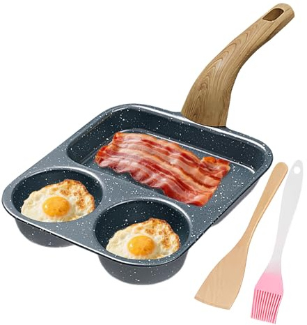 3 en 1 en forme de tasse de grande capacité – Poêle à petit-déjeuner antiadhésive avec poignée surélevée anti-brûlure | Poêle à œufs pour omelettes, crêpes, convient pour les cuisinières à gaz et à