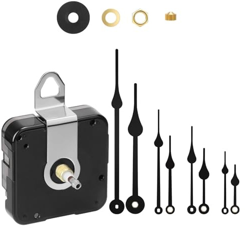EEEKit Ticking Quartz Clock Mechanism Kit, Battery Powered Clock Movement, High Torque Long Shaft, 4 Pairs of Hands for Replacement DIY Wall Clocks Repair Parts