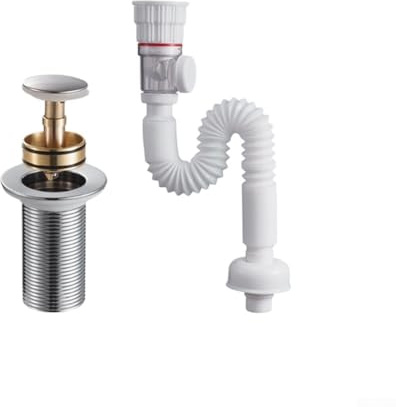Besttoolifes Kit de vidange d'évier de salle de bain avec tuyau flexible, tuyau de vidange désodorisant en acier inoxydable pour tuyaux de 40 à 50 mm, facile à installer pour lavabo et coiffeuse