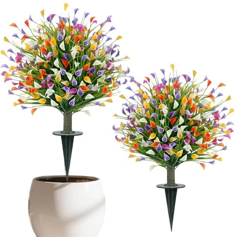 Generisch Flores artificiales, lirios realistas resistentes a la intemperie, lirios de kalla artificiales como decoración, para salón, mesa, oficina, terraza, jardín y patio