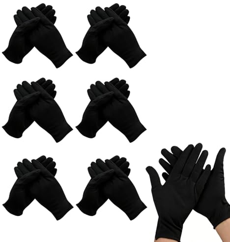 xiluuyou 6 Pares de Guantes de Algodón Negro Guantes Hidratantes Manos