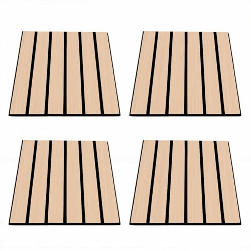 PUSOKEI Natural Veneer 3D Acoustic Panels 40PCS | 11.8IN X 11.8IN Self Adhesive Oak Wood Panels for Accent Wall Living Room