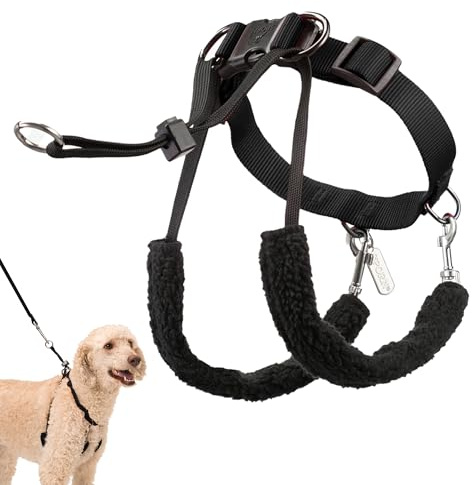 Sporn Original Training Halter, No Pull Dog Harness for Large Dogs with Black Padded Sherpa Sleeves, Breathable Large Dog Harness No Pull, Provides to All Large Sized Breeds