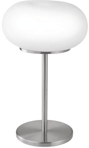 EGLO Deckenlampe Optica, 2 flammige Deckenleuchte, Material: Stahl | Farbe: Nickel matt, Glas: Opal matt weiß, Fassung: E27, Ø: 28 cm