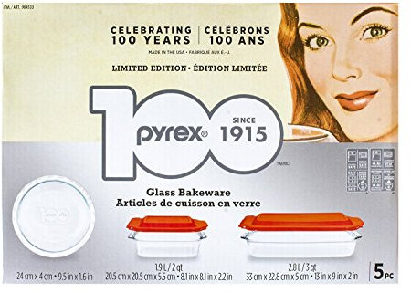 Pyrex 5-Piece 100 Years Glass Bakeware Set (Limited Edition) by Pyrex