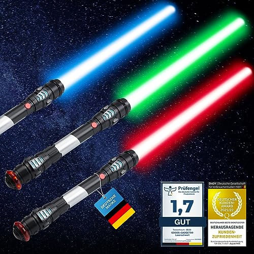 GOODS+GADGETS Laserschwert Lichtschwert Laser Sword 108 cm Schwert mit Licht, Sound & Vibration (Rot)