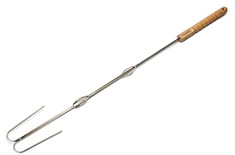 Petromax 2er Set Lagerfeuer-Spieß aus Edelstahl mit Holzgriff, 91 cm | Längenverstellbare Grillspieße für Lagerfeuer & Grill, ideal für Stockbrot, Marshmallows, Würstchen und Gemüse