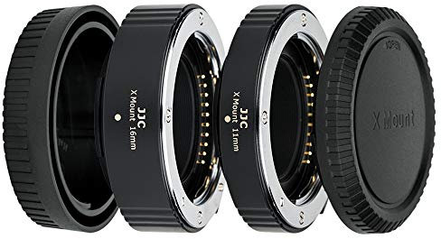 Tubo de extensión AF con Enfoque automático JJC para cámaras Fujifilm X-T50, X-T30II, X-T30III, X-T30, X-T20 con Montura X y exposición TTL para fotografía de Primeros Planos (Juego de 11 mm/16 mm)