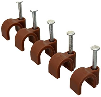 Clip fermacavo di forma rotonda, colore marrone, marrone
