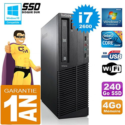 Lenovo PC M92p SFF Core I7-2600 Ram 4 GB disco 240 Gb SSD masterizzatore DVD WiFi W7 (rigenerato)