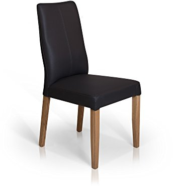 moebel-eins Adrian Polsterstuhl, Material Echtleder/Massivholz, schwarz