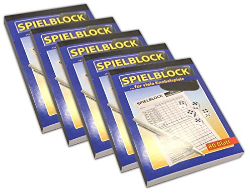 HAC24 5X Spielblock für Knobel Würfelspiele Spiel Block Knobelspiele