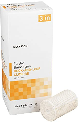 McKesson Elastic Bandages, Non-Sterile, Hook and Loop Closure, 3 in x 5 yd, 10 Count, 5 Packs, 50 Total