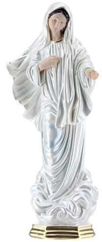 Holyart Statua gesso madreperlato Madonna di Medjugorje 35 cm