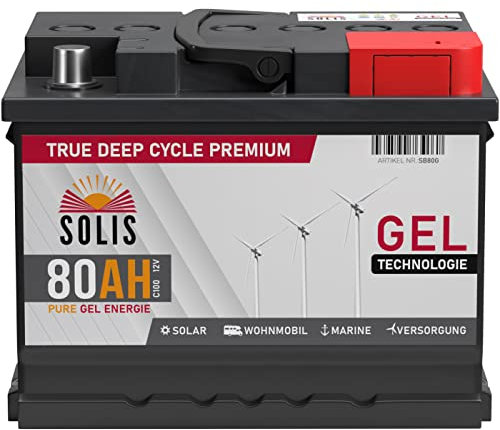 SOLIS Gel Batterie 80AH 12V Solar Boot Wohnmobil Schiff Versorgungs Mover Akku (80AH 12V)